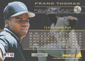 1994 Pinnacle - Artist's Proofs #1 Frank Thomas Back