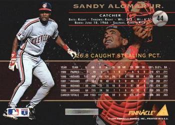 1994 Pinnacle - Artist's Proofs #44 Sandy Alomar Jr. Back