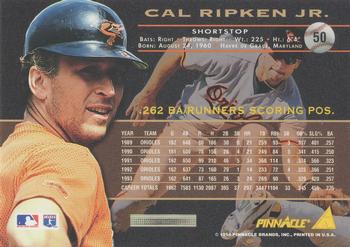 1994 Pinnacle - Artist's Proofs #50 Cal Ripken Jr. Back