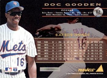 1994 Pinnacle - Artist's Proofs #62 Doc Gooden Back
