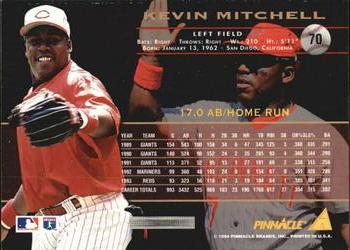 1994 Pinnacle - Artist's Proofs #70 Kevin Mitchell Back