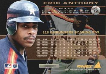 1994 Pinnacle - Artist's Proofs #75 Eric Anthony Back