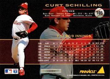 1994 Pinnacle - Artist's Proofs #105 Curt Schilling Back