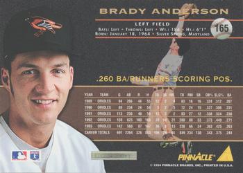 1994 Pinnacle - Artist's Proofs #165 Brady Anderson Back