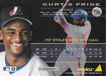 1994 Pinnacle - Artist's Proofs #230 Curtis Pride Back