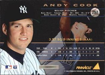 1994 Pinnacle - Artist's Proofs #257 Andy Cook Back