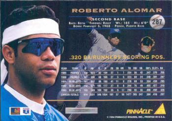 1994 Pinnacle - Artist's Proofs #287 Roberto Alomar Back