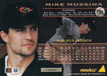 1994 Pinnacle - Artist's Proofs #295 Mike Mussina Back