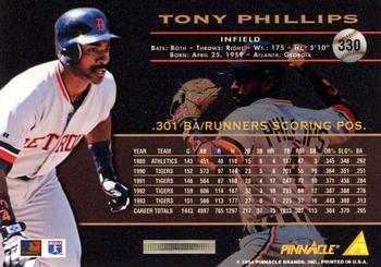 1994 Pinnacle - Artist's Proofs #330 Tony Phillips Back