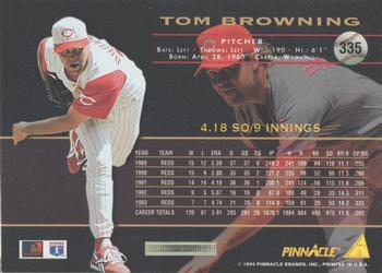1994 Pinnacle - Artist's Proofs #335 Tom Browning Back