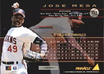 1994 Pinnacle - Artist's Proofs #337 Jose Mesa Back