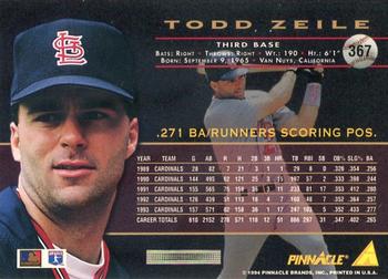 1994 Pinnacle - Artist's Proofs #367 Todd Zeile Back