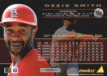 1994 Pinnacle - Artist's Proofs #389 Ozzie Smith Back