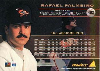 1994 Pinnacle - Artist's Proofs #493 Rafael Palmeiro Back