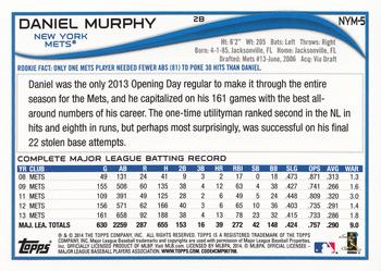 2014 Topps New York Mets #NYM-5 Daniel Murphy Back