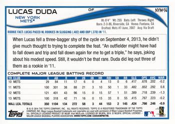 2014 Topps New York Mets #NYM-14 Lucas Duda Back