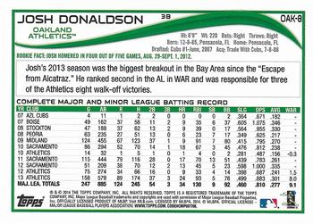 2014 Topps Oakland Athletics #OAK8 Josh Donaldson Back