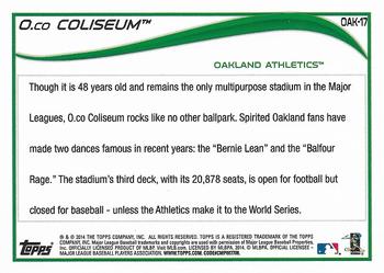 2014 Topps Oakland Athletics #OAK17 Oakland Coliseum Back