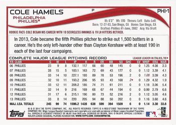 2014 Topps Philadelphia Phillies #PH-1 Cole Hamels Back