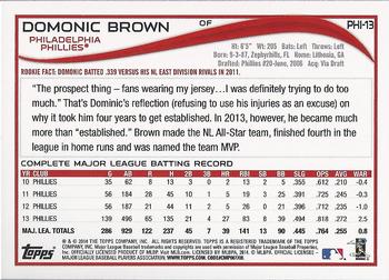 2014 Topps Philadelphia Phillies #PH-13 Domonic Brown Back