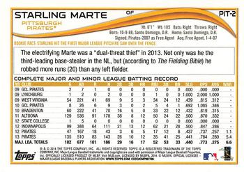 2014 Topps Pittsburgh Pirates #PIT-2 Starling Marte Back
