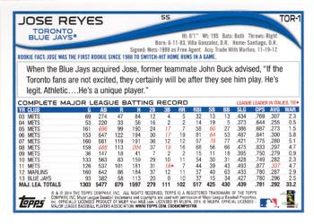 2014 Topps Toronto Blue Jays #TOR-1 Jose Reyes Back
