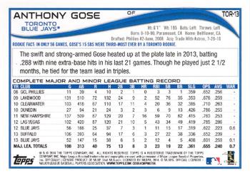 2014 Topps Toronto Blue Jays #TOR-13 Anthony Gose Back