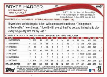 2014 Topps Washington Nationals #WAS-1 Bryce Harper Back