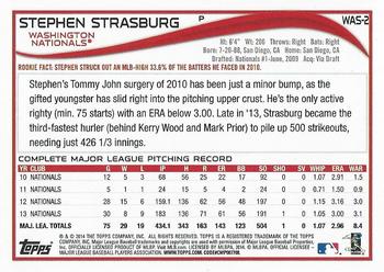 2014 Topps Washington Nationals #WAS-2 Stephen Strasburg Back