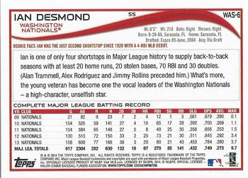 2014 Topps Washington Nationals #WAS-6 Ian Desmond Back