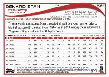 2014 Topps Washington Nationals #WAS-11 Denard Span Back