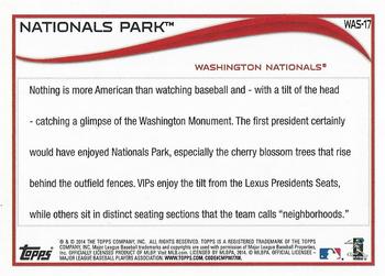 2014 Topps Washington Nationals #WAS-17 Nationals Park Back