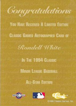 1994 Classic - Autographs #NNO Rondell White Back