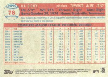 2015 Topps Archives #76 R.A. Dickey Back