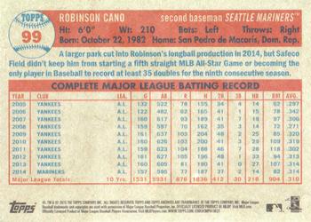 2015 Topps Archives #99 Robinson Cano Back