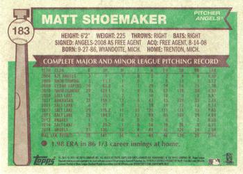 2015 Topps Archives #183 Matt Shoemaker Back