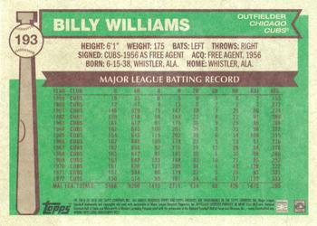 2015 Topps Archives #193 Billy Williams Back