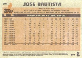 2015 Topps Archives #291 Jose Bautista Back