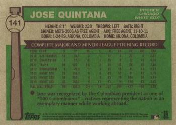 2015 Topps Archives #141 Jose Quintana Back