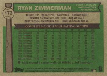 2015 Topps Archives #173 Ryan Zimmerman Back
