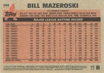 2015 Topps Archives #289 Bill Mazeroski Back