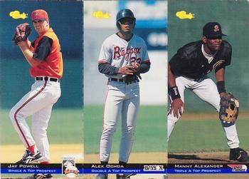 1994 Classic - Tri-Cards #T4 / T5 / T6 Jay Powell / Alex Ochoa / Manny Alexander Front