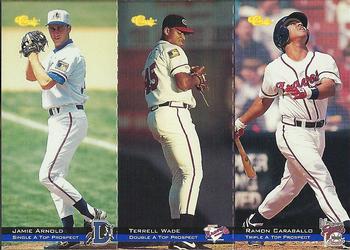 1994 Classic - Tri-Cards #T1 / T2 / T3 Jamie Arnold / Terrell Wade / Ramon Caraballo Front