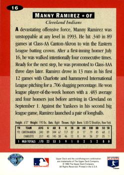 1994 Collector's Choice - Gold Signature #16 Manny Ramirez Back