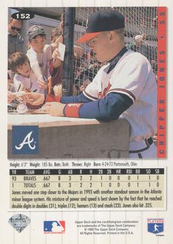 1994 Collector's Choice - Gold Signature #152 Chipper Jones Back