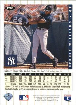 1994 Collector's Choice - Gold Signature #298 Bernie Williams Back