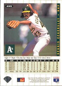 1994 Collector's Choice - Gold Signature #495 Dennis Eckersley Back