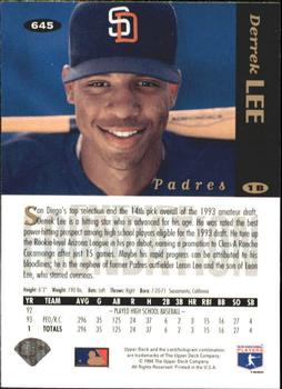 1994 Collector's Choice - Gold Signature #645 Derrek Lee Back