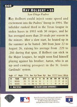 1994 Collector's Choice - Gold Signature #665 Ray Holbert Back