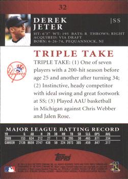 2010 Topps Triple Threads #32 Derek Jeter  Back